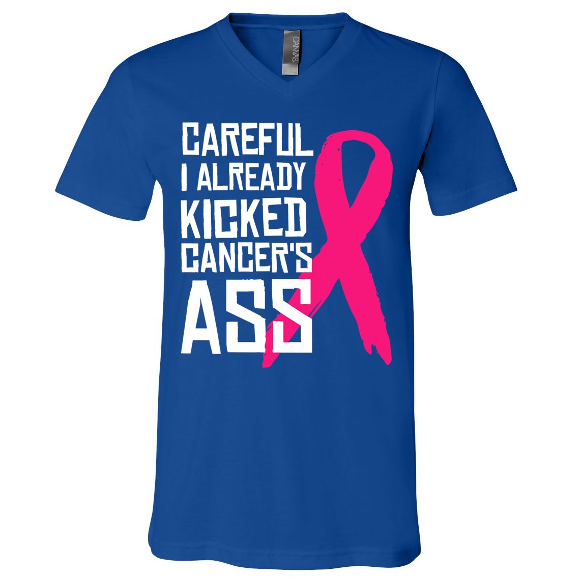 Careful Survivor Warrior Funny Breast Cancer Awareness Great Gift V-Neck T-Shirt