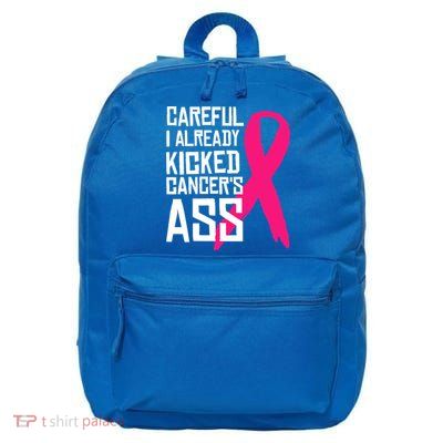 Careful Survivor Warrior Funny Breast Cancer Awareness Great Gift 16 in Basic Backpack