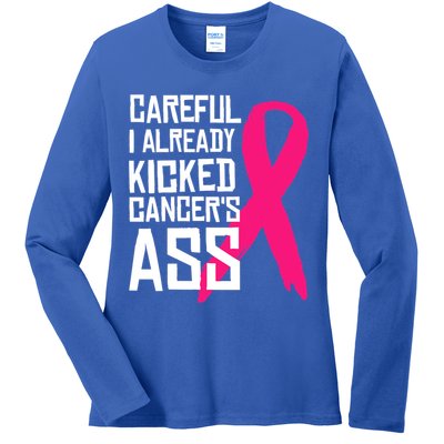 Careful Survivor Warrior Funny Breast Cancer Awareness Great Gift Ladies Long Sleeve Shirt