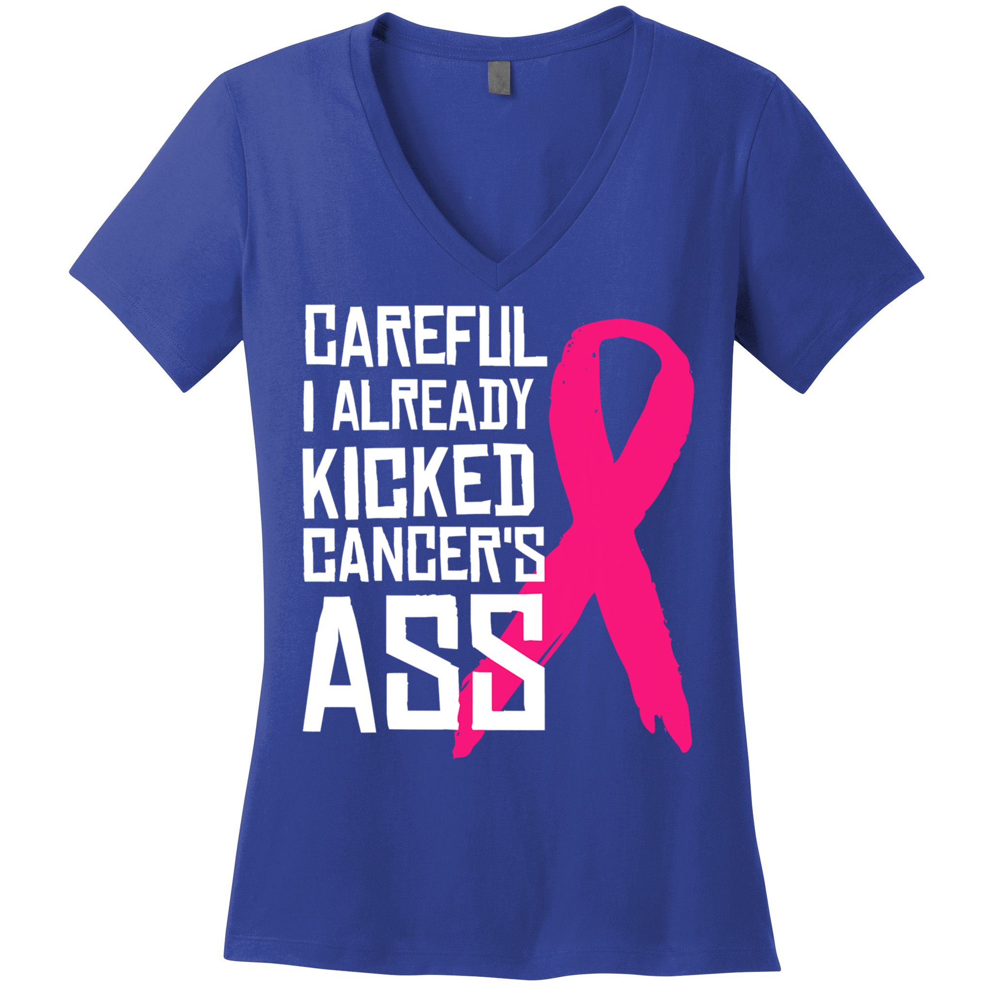 Careful Survivor Warrior Funny Breast Cancer Awareness Great Gift Women's V-Neck T-Shirt