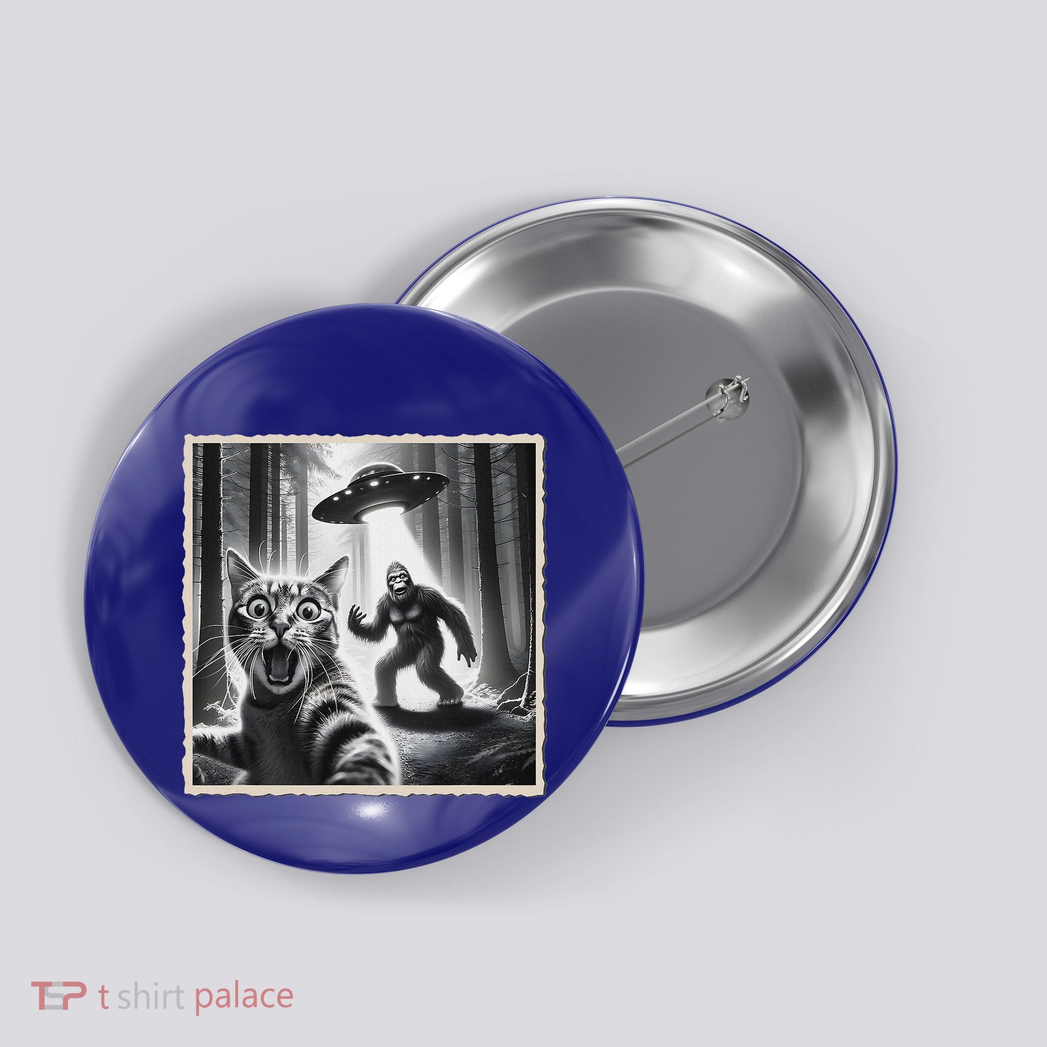 Cat Selfie With Bigfoot & Ufo Button