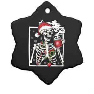 Christmas Skeleton With Smiling Skull Ing Coffee Latte Gift Ceramic Star Ornament