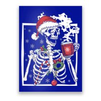 Christmas Skeleton With Smiling Skull Ing Coffee Latte Gift Poster