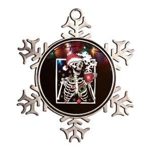 Christmas Skeleton With Smiling Skull Ing Coffee Latte Gift Metallic Star Ornament