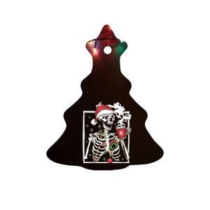 Christmas Skeleton With Smiling Skull Ing Coffee Latte Gift Ceramic Tree Ornament