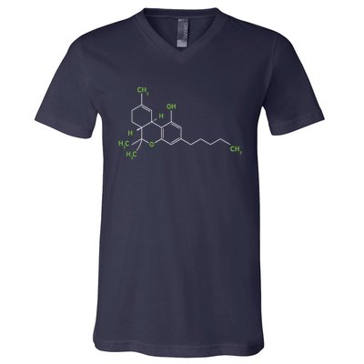 Cannabis Shirts Weed Pot Molecule THC Marijuana Stoner Gift V-Neck T-Shirt