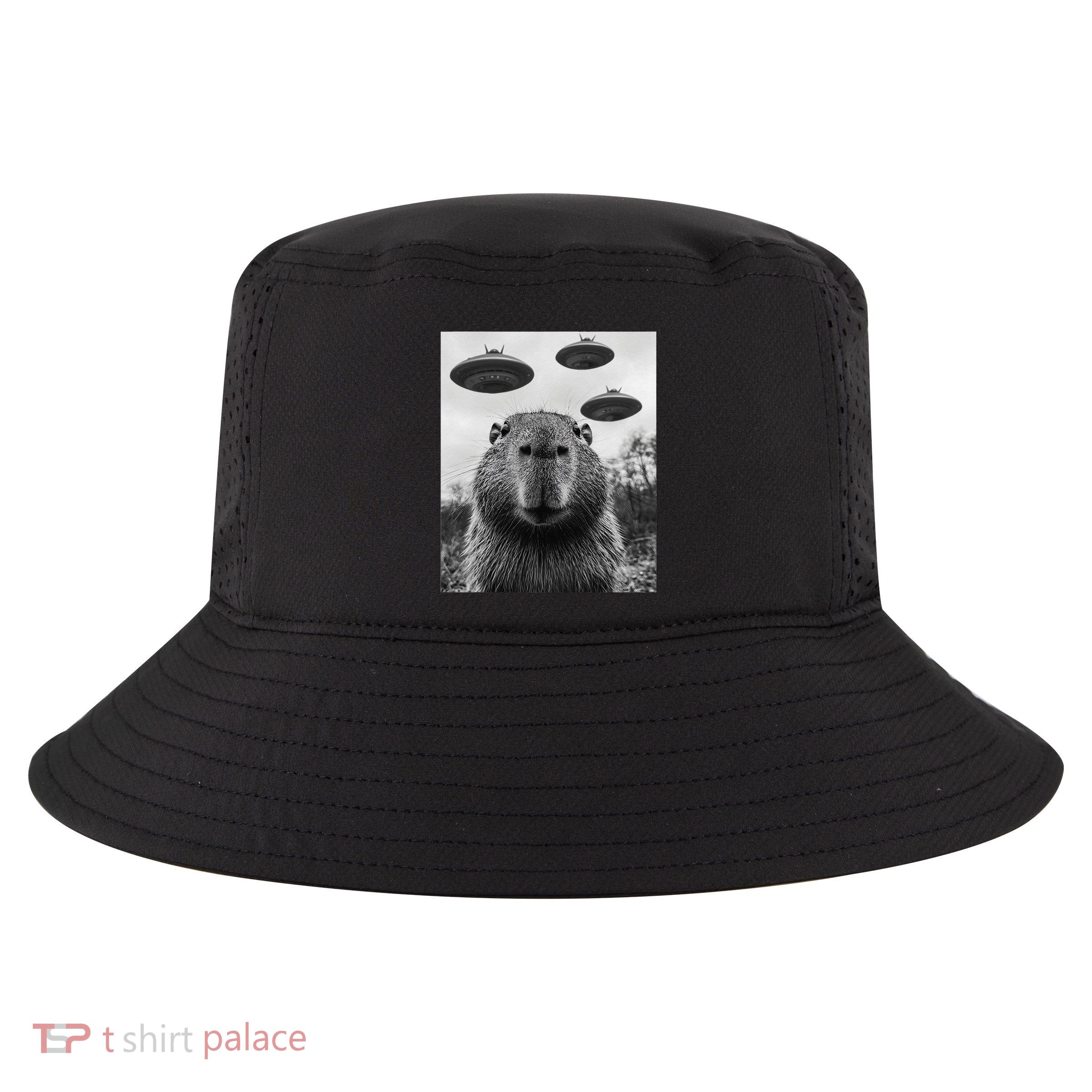 Capybara Selfie With Ufos Funny Graphic Cool Comfort Performance Bucket Hat