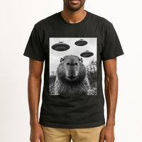 Capybara Selfie With Ufos Funny Graphic Tall T-Shirt