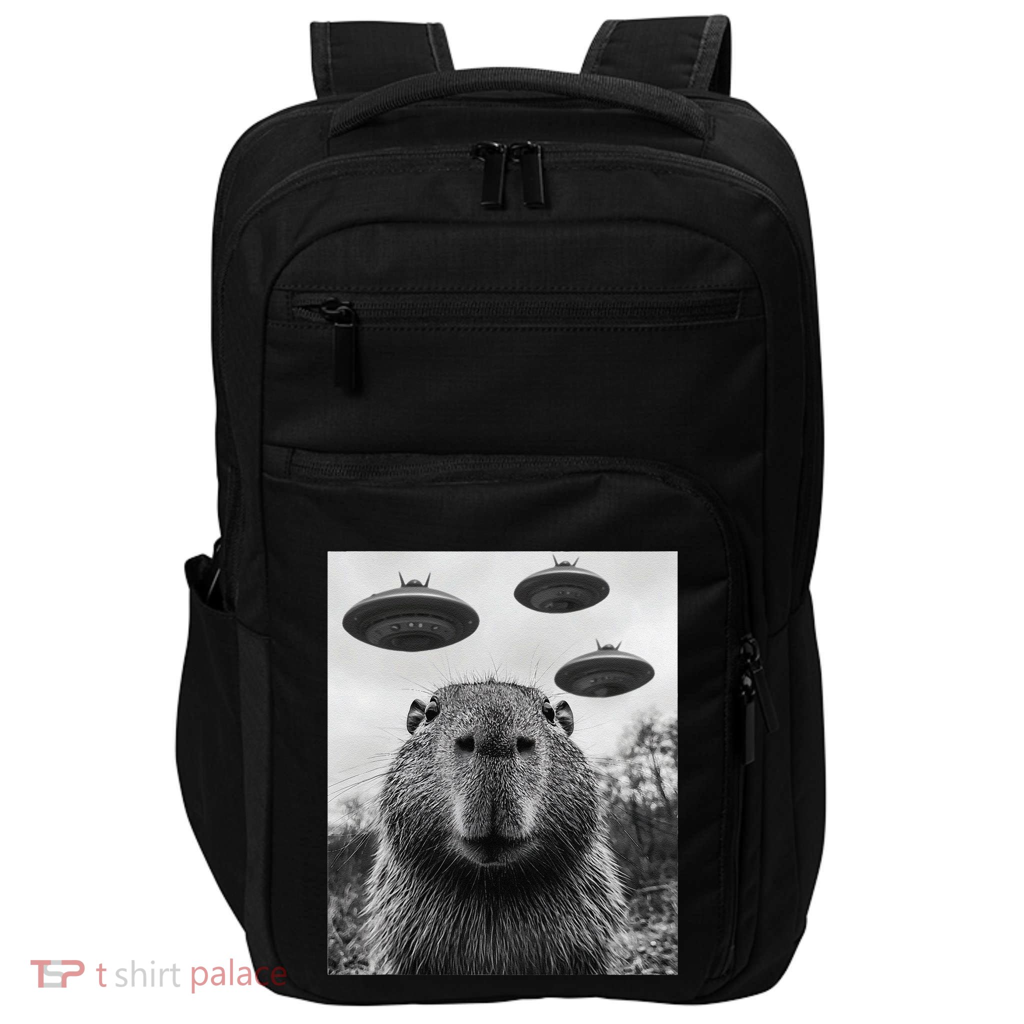 Capybara Selfie With Ufos Funny Graphic Impact Tech Backpack