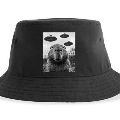 Capybara Selfie With Ufos Funny Graphic Sustainable Bucket Hat