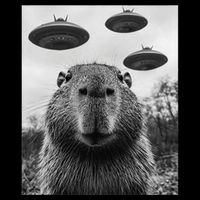 Capybara Selfie With Ufos Funny Graphic Sustainable Bucket Hat