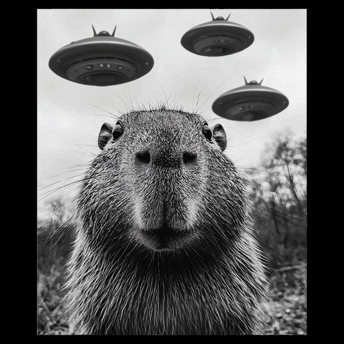 Capybara Selfie With Ufos Funny Graphic Sustainable Bucket Hat