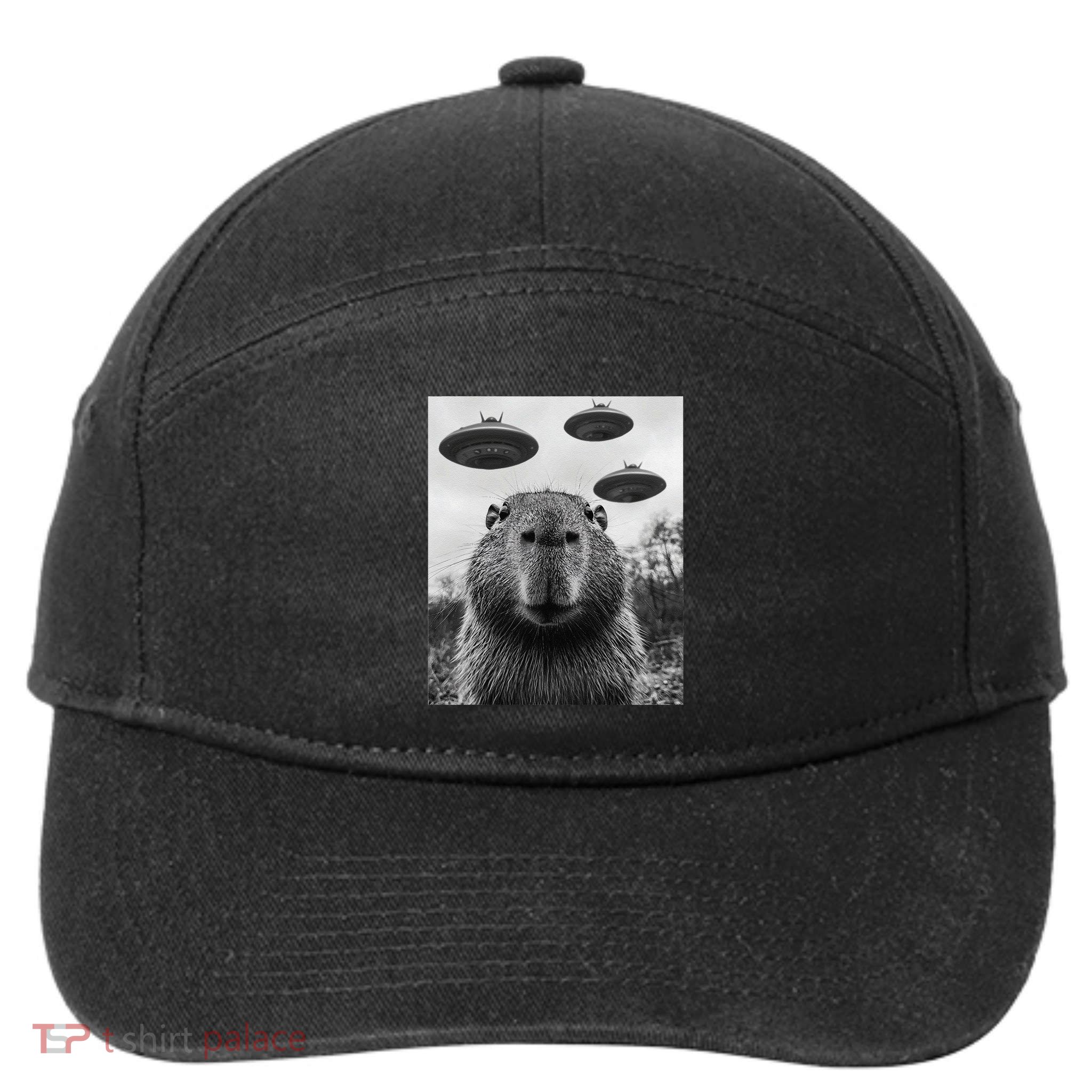 Capybara Selfie With Ufos Funny Graphic 7-Panel Snapback Hat