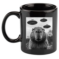 Capybara Selfie With Ufos Funny Graphic 11oz C Handle Ceramic Mug