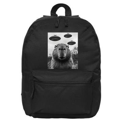 Capybara Selfie With Ufos Funny Graphic 16 in Basic Backpack