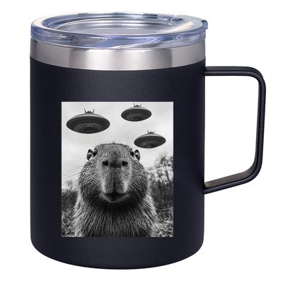 Capybara Selfie With Ufos Funny Graphic 12oz Stainless Steel Coffee Mug