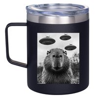 Capybara Selfie With Ufos Funny Graphic 12oz Stainless Steel Coffee Mug