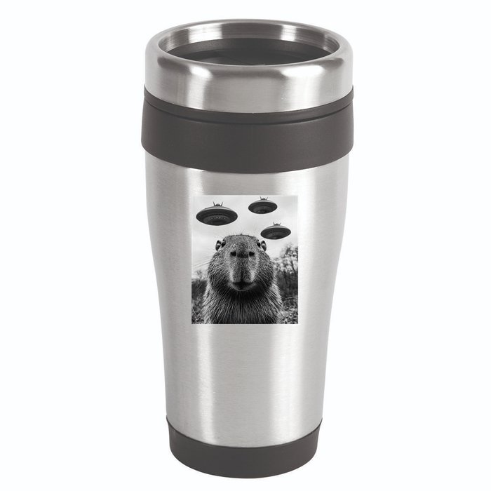 Capybara Selfie With Ufos Funny Graphic 16oz Travel Tumbler