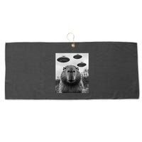 Capybara Selfie With Ufos Funny Graphic Large Microfiber Waffle Golf Towel