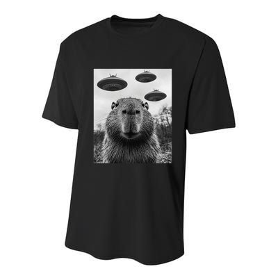 Capybara Selfie With Ufos Funny Graphic Youth Performance Sprint T-Shirt