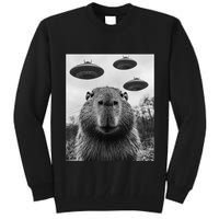 Capybara Selfie With Ufos Funny Graphic Tall Sweatshirt