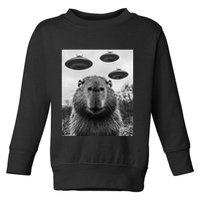 Capybara Selfie With Ufos Funny Graphic Toddler Sweatshirt