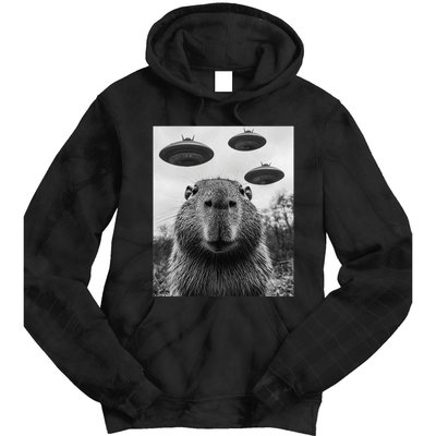 Capybara Selfie With Ufos Funny Graphic Tie Dye Hoodie
