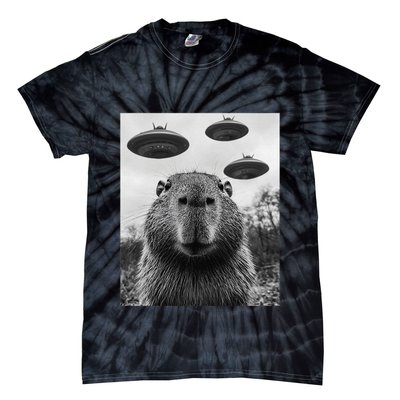 Capybara Selfie With Ufos Funny Graphic Tie-Dye T-Shirt