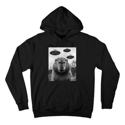 Capybara Selfie With Ufos Funny Graphic Tall Hoodie