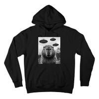 Capybara Selfie With Ufos Funny Graphic Tall Hoodie
