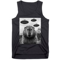 Capybara Selfie With Ufos Funny Graphic Tank Top