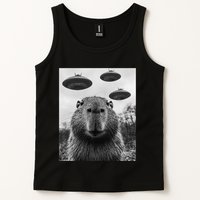 Capybara Selfie With Ufos Funny Graphic Tank Top