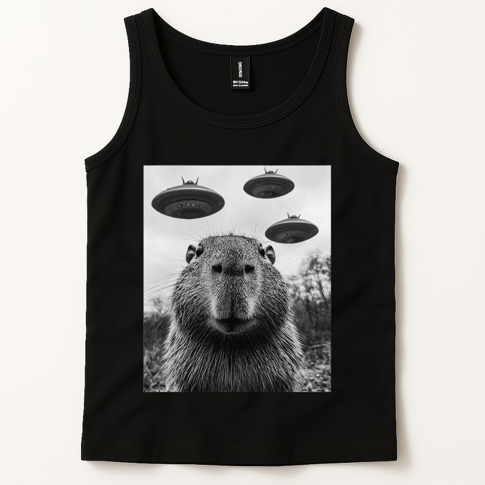 Capybara Selfie With Ufos Funny Graphic Tank Top