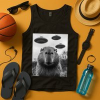 Capybara Selfie With Ufos Funny Graphic Tank Top