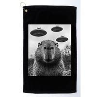 Capybara Selfie With Ufos Funny Graphic Golf Towel