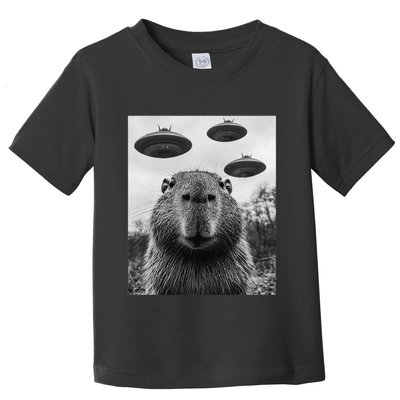 Capybara Selfie With Ufos Funny Graphic Toddler T-Shirt