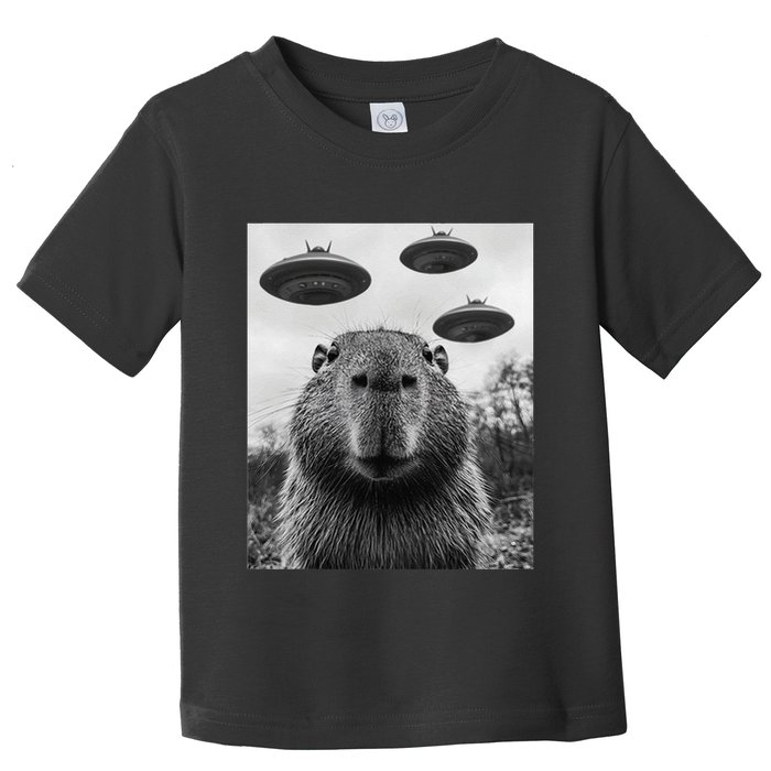 Capybara Selfie With Ufos Funny Graphic Toddler T-Shirt