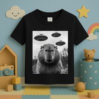 Capybara Selfie With Ufos Funny Graphic Toddler T-Shirt