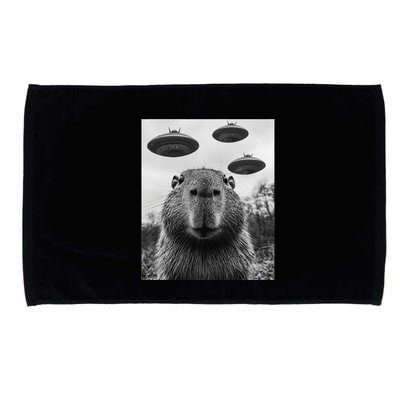 Capybara Selfie With Ufos Funny Graphic Microfiber Hand Towel