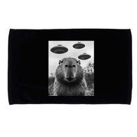 Capybara Selfie With Ufos Funny Graphic Microfiber Hand Towel