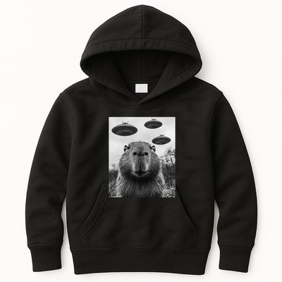 Capybara Selfie With Ufos Funny Graphic Kids Hoodie