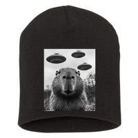 Capybara Selfie With Ufos Funny Graphic Short Acrylic Beanie