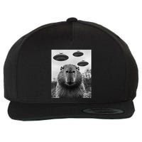Capybara Selfie With Ufos Funny Graphic Wool Snapback Cap