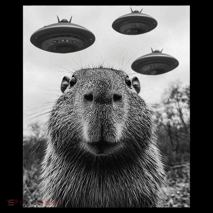 Capybara Selfie With Ufos Funny Graphic Kids T-Shirt