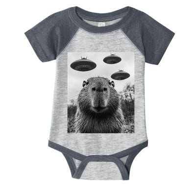 Capybara Selfie With Ufos Funny Graphic Infant Baby Jersey Bodysuit