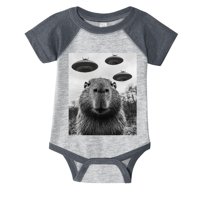 Capybara Selfie With Ufos Funny Graphic Infant Baby Jersey Bodysuit