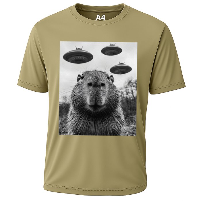 Capybara Selfie With Ufos Funny Graphic Performance Shirt