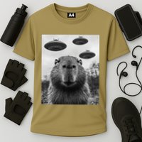 Capybara Selfie With Ufos Funny Graphic Performance Shirt