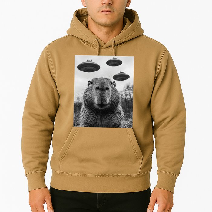 Capybara Selfie With Ufos Funny Graphic Hoodie