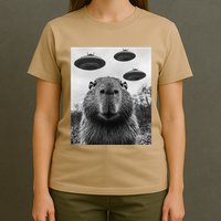 Capybara Selfie With Ufos Funny Graphic T-Shirt
